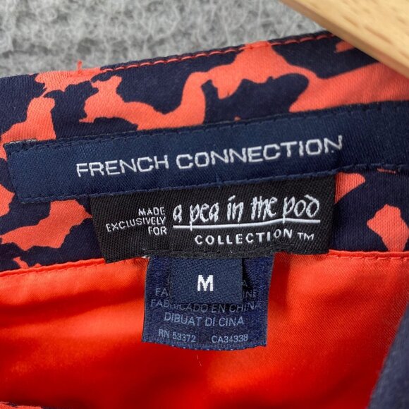 French Connection Dress Womens Medium Meternity Coral Navy Sheath Mini Stretch - Picture 5 of 10